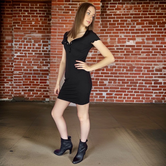 NEW Black dress black fitted dress button down dress a little black dress sexy - Picture 6 of 6